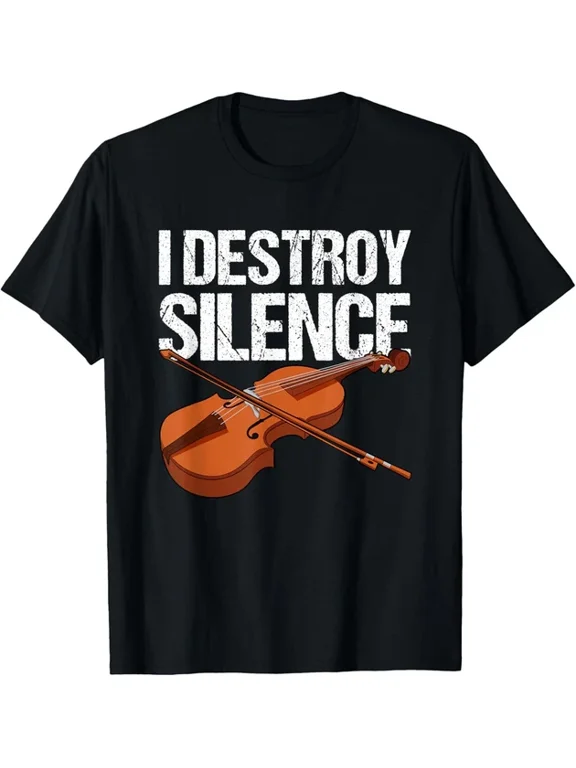 I Destroy Silence Fiddle Violin Viola Orchestra String T-Shirt BLACK Unisex S-5XL Hot Trending Shirt, Vintage Birthday Gift