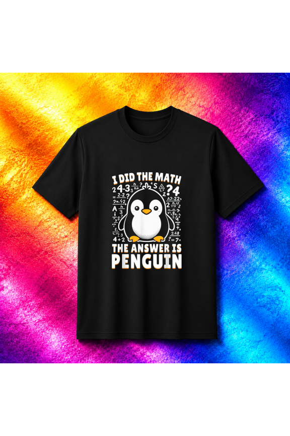 I Did the Math the Answer is Penguin Cute Polar Bird Lover Graphic Unisex T-Shirt, S- 5XL