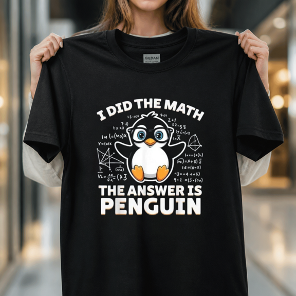 I Did the Math the Answer is Penguin Funny Bird Lover Humor Unisex T-Shirt, S - 5XL