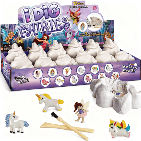 Piano Potato Fairy & Unicorn Dig Kit for Kids - 12Pcs Digging Toy for Age 6-12 - Ideal Party Favors, Educational STEM Science Kit for Girls and Boys