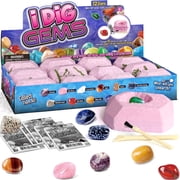 Piano Potato 12-Pack Gemstone Dig Kit, Individually Wrapped Pink Diamond Dig Blocks with 12 Real Natural Crystals & Mining Tools,Rock Mineral Collection Party Favors Birthday Gifts for Kids Ages 6-12