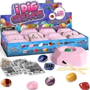 Piano Potato 12-Pack Gem Dig Kit, Individually Wrapped Pink Diamond Dig Blocks with 12 Real Natural Crystals & Mining Tools,Rock Mineral Collection Party Favors Birthday Gifts for Kids Ages 6-12