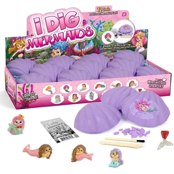 Piano Potato Mermaid Digging Toys for Kids - Premium Excavation Kit, Magical Treasure Hunt Kit with 12 Set, Mermaid Toys for Girls Party Decoration Birthday Gift Ages 6-12