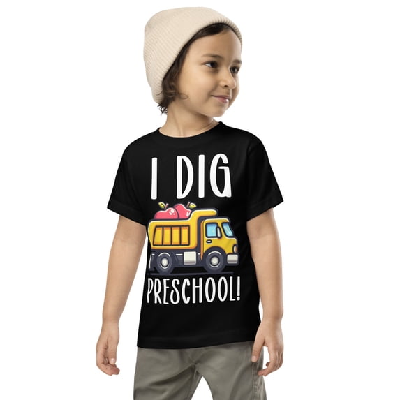 I Dig Preschool First Day Back To School Teachers Students Short Sleeve Tee (Black, 2T)