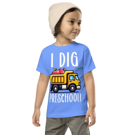 I Dig Preschool First Day Back To School Teachers Students Short Sleeve Tee (Heather Columbia Blue, 2T)