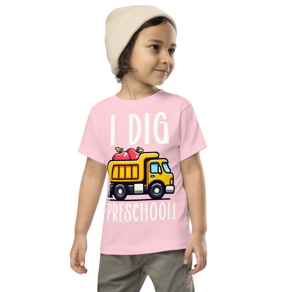 I Dig Preschool First Day Back To School Teachers Students Short Sleeve Tee (Pink, 3T)