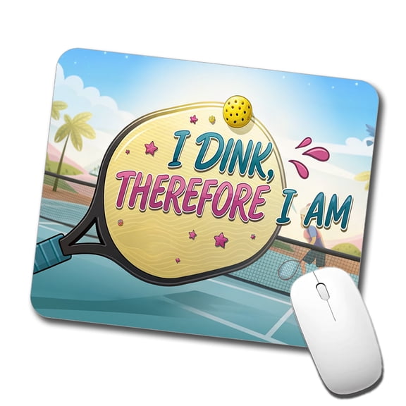 I Dink Therefore I Am Funny Pickleball Mouse Pad Low Profile Gaming Mat