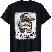 I Dissent US Flag Women's Messy Bun Graphic Design For Everyday Style T-Shirt, Size S-5XL