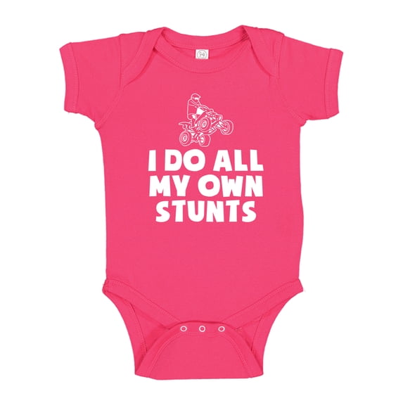 I Do All My Own Stunts ATV Baby Bodysuit One Piece 18 mo Cyber Pink