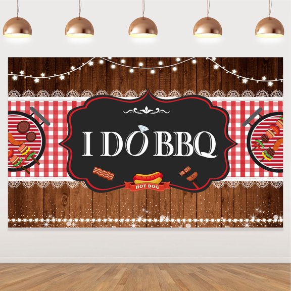 I Do BBQ Backdrop for Adults Men Women Engagement Couples Wedding Bridal Baby Shower Birthday Party Supplies and Decorations Banner Photo Booth Props Gifts Background