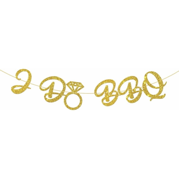 I Do BBQ Banner, Bridal Shower Party Supplies, Engagement, Wedding Bachelorette Couples Shower Party Decorations - Gold Glitter