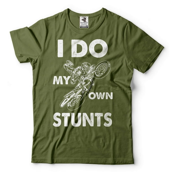 I Do My Own Stunts Funny Shirt Motorcycle Bike Shirts Funny Joke Shirt Injury Shirt Recovery Shirt (Small Military Green)