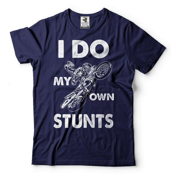 I Do My Own Stunts Funny Shirt Motorcycle Bike Shirts Funny Joke Shirt Injury Shirt Recovery Shirt (Small Navy Blue)
