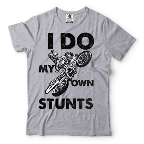 I Do My Own Stunts Funny Shirt Motorcycle Bike Shirts Funny Joke Shirt Injury Shirt Recovery Shirt (X-Large Grey)