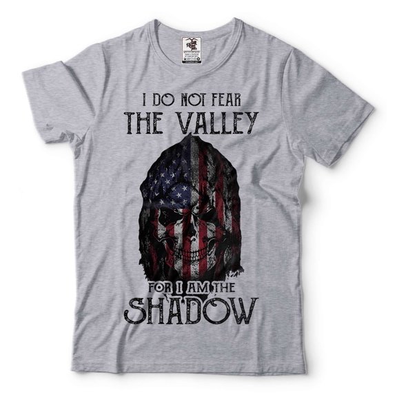 I Do Not Fear The Valley For I Am The Shadow Shirt USA Patriotic Tee Viking Warrior Patriotic Shirt (Large Military Green)