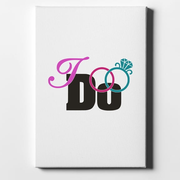 I Do - Wedding Rings - 8" x 10" - Decorative Canvas Wall Art - White Edge - 5/8" Gallery Wrapped