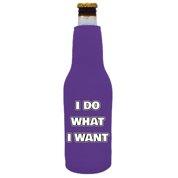 I Do What I Want Beer Bottle Coolie (Purple)