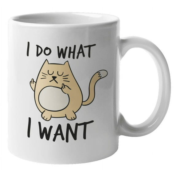 I Do What I Want feat. Funny Cat Coffee & Tea Mug, White Ceramic, 11oz