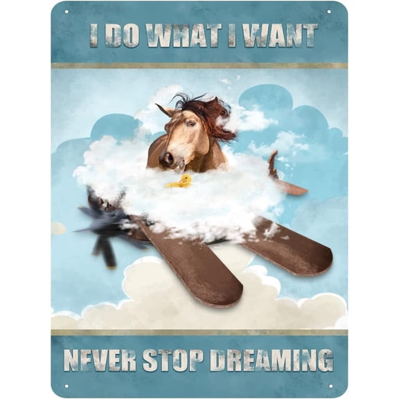 I Do What I Want,Never Stop Dreaming,Bath Horse Vintage Tin Sign Animal Wall Art Inspirational Quote Sign for Bedroom Living Room Bathroom Metal Sign 12x16 Inch
