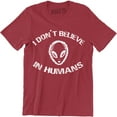 thumbnail image 1 of I Don't Believe In Humans Alien UFO Spaceship Hipster Area 51 Men's T-Shirt, 1 of 4