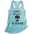 thumbnail image 1 of I Don't Believe In Humans Tank Top, Ladies Racerback Tank Top, Funny Alien Tank, UFO Tank, Cancun, Small, 1 of 3