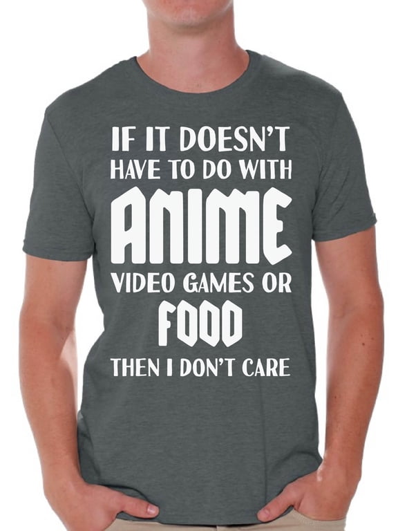 I Don't Care T Shirt for Men Sarcastic Tee Men's Novelty Top Video Game Kawaii Manga Anime Shirt