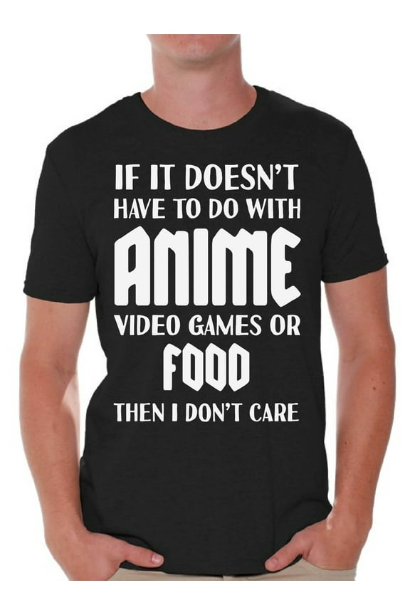I Don't Care T Shirt for Men Sarcastic Tee Men's Novelty Top Video Game Kawaii Manga Anime Shirt