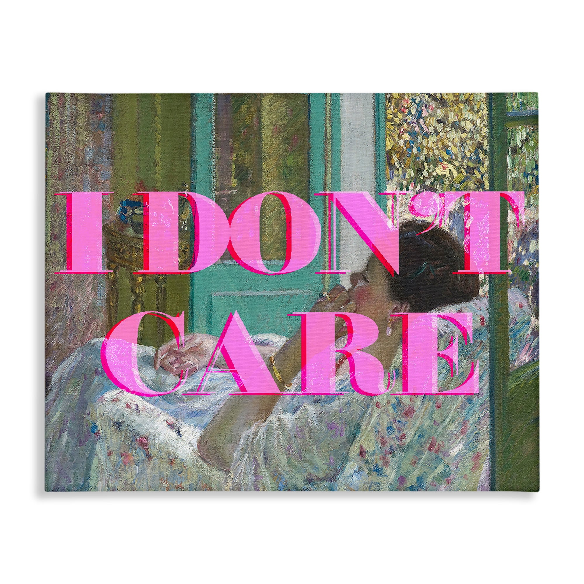 I Don't Care over Classic Painting Canvas Wall Art, design by Lil' Rue