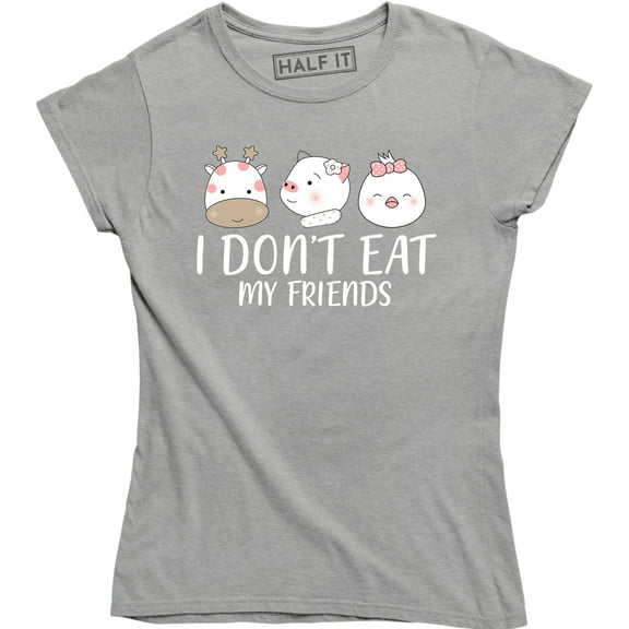 I Don't Eat My Friends Animal Lover Womens Vegan Vegetarian Funny T-Shirt