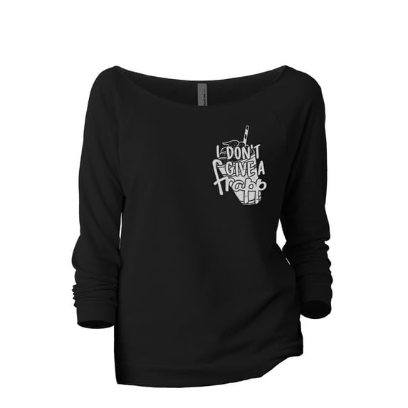I Don't Give A Frapp Women's Fashion Slouchy 3/4 Sleeves Raglan Lightweight Sweatshirt Black 2X-Large