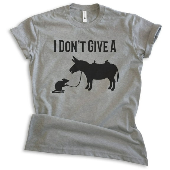 I Don't Give A Rat's T-shirt, Unisex Women's Men's Shirt, Rat Donkey Clever Witty Saying Pun, Dark Heather Gray, Medium
