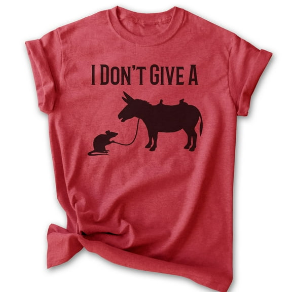 I Don't Give A Rat's T-shirt, Unisex Women's Men's Shirt, Rat Donkey Clever Witty Saying Pun, Heather Red, Medium
