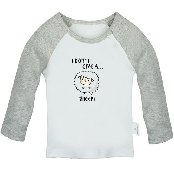 I Don't Give A Sheep Funny T shirt For Baby, Newborn Babies T-shirts, Infant Tops, 0-24M Kids Graphic Tees Clothing (Long Gray Raglan T-shirt, 6-12 Months)