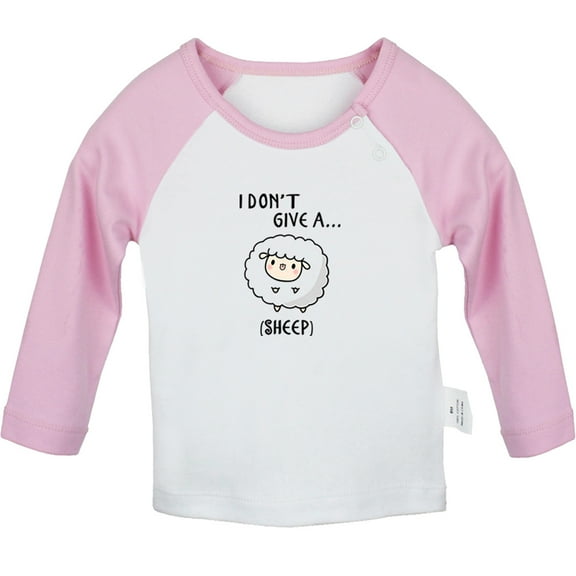 I Don't Give A Sheep Funny T shirt For Baby, Newborn Babies T-shirts, Infant Tops, 0-24M Kids Graphic Tees Clothing (Long Pink Raglan T-shirt, 18-24 Months)