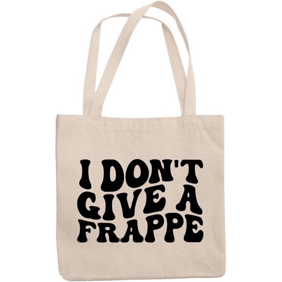 I Don't Give a Frappe, Coffee Pun, Groovy Retro Wavy Text Merch Gift, 12oz Canvas Tote Bag