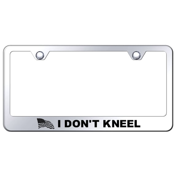 I Don't Kneel Laser Etched Logo Stainless Steel License Plate Frame (Chrome)