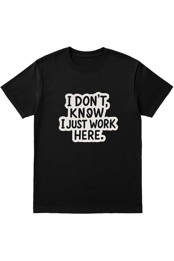 I Don't Know I Just Work Here Funny Quote T-Shirt - Unisex Black Tee