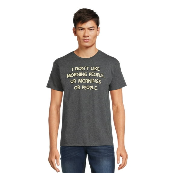 I Don't Like Morning People Men's Graphic Tee with Short Sleeves, Sizes S-3XL