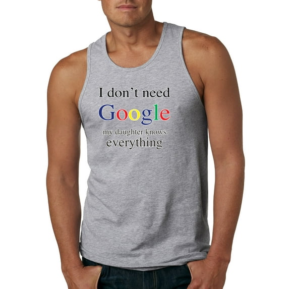 I Don't Need Google My Daughter Knows Everything Mens Graphic Tank Top, Heather Grey, 3XL