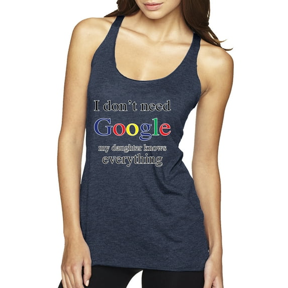 I Don't Need Google My Daughter Knows Everything Tri-Blend Tank Top, Vintage Navy, Large