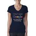 thumbnail image 1 of I Don't Need Google My Mom Knows Everything Womens V-Neck Tee, Navy, Large, 1 of 3