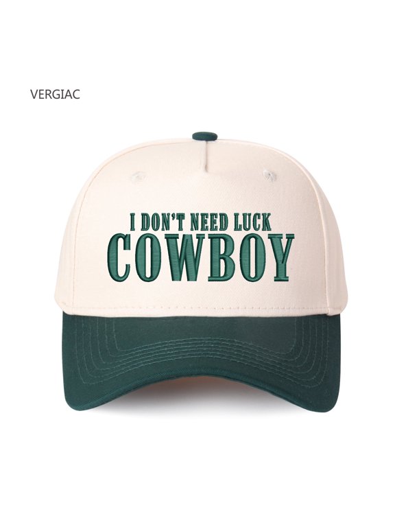 I Don't Need Luck Cowboy Embroidered Patchwork Trucker Cap | Adjustable Unisex Snapback, Grit & Grace Essential