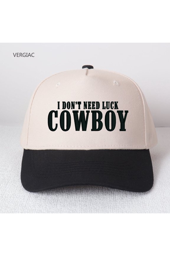 I Don't Need Luck Cowboy Embroidered Patchwork Trucker Cap | Adjustable Unisex Snapback, Grit & Grace Essential