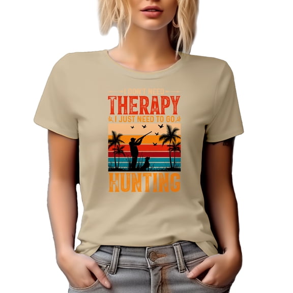 I Don't Need Therapy I Just Need to Go Hunting, Retro Hunter feat. a Dog, Tan T-Shirt, 3XL