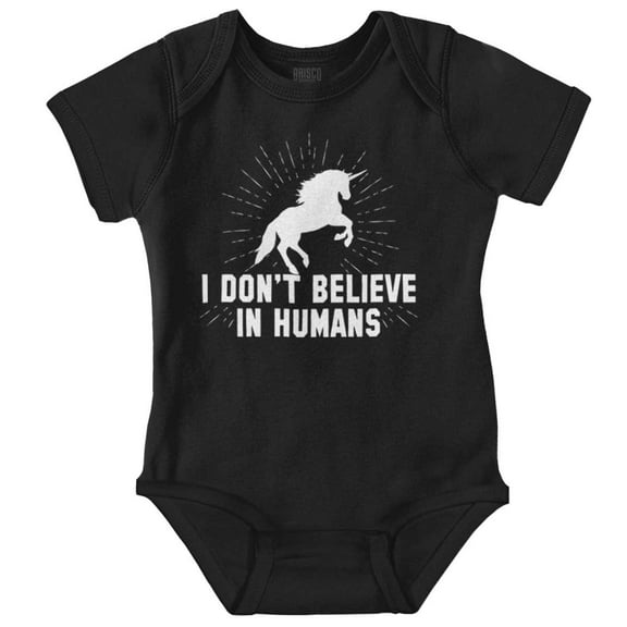 I Dont Believe in Humans Unicorn Bodysuit Jumper Girls Infant Baby Brisco Brands 6M