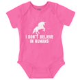 thumbnail image 1 of I Dont Believe in Humans Unicorn Bodysuit Jumper Girls Infant Baby Brisco Brands NB, 1 of 6