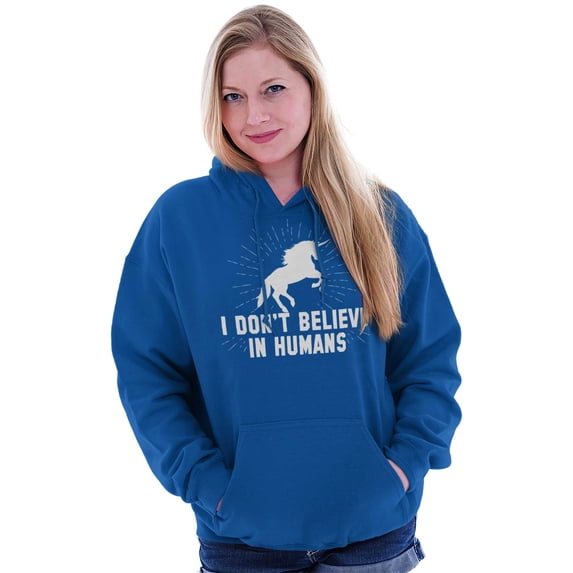 I Dont Believe in Humans Unicorn Women Plus Size Hoodie Brisco Brands 5X