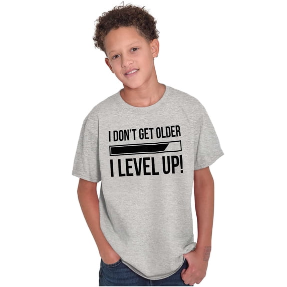 I Dont Get Older I Level Up Gamer Crewneck T Shirts Boy Girl Teen Brisco Brands L