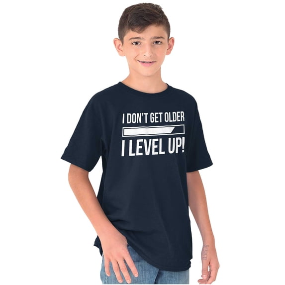 I Dont Get Older I Level Up Gamer Crewneck T Shirts Boy Girl Teen Brisco Brands XS