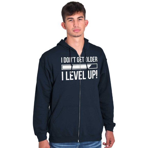 I Dont Get Older I Level Up Gamer Unisex Fleece Graphic Zip Up Hoodie Brisco Brands 4X